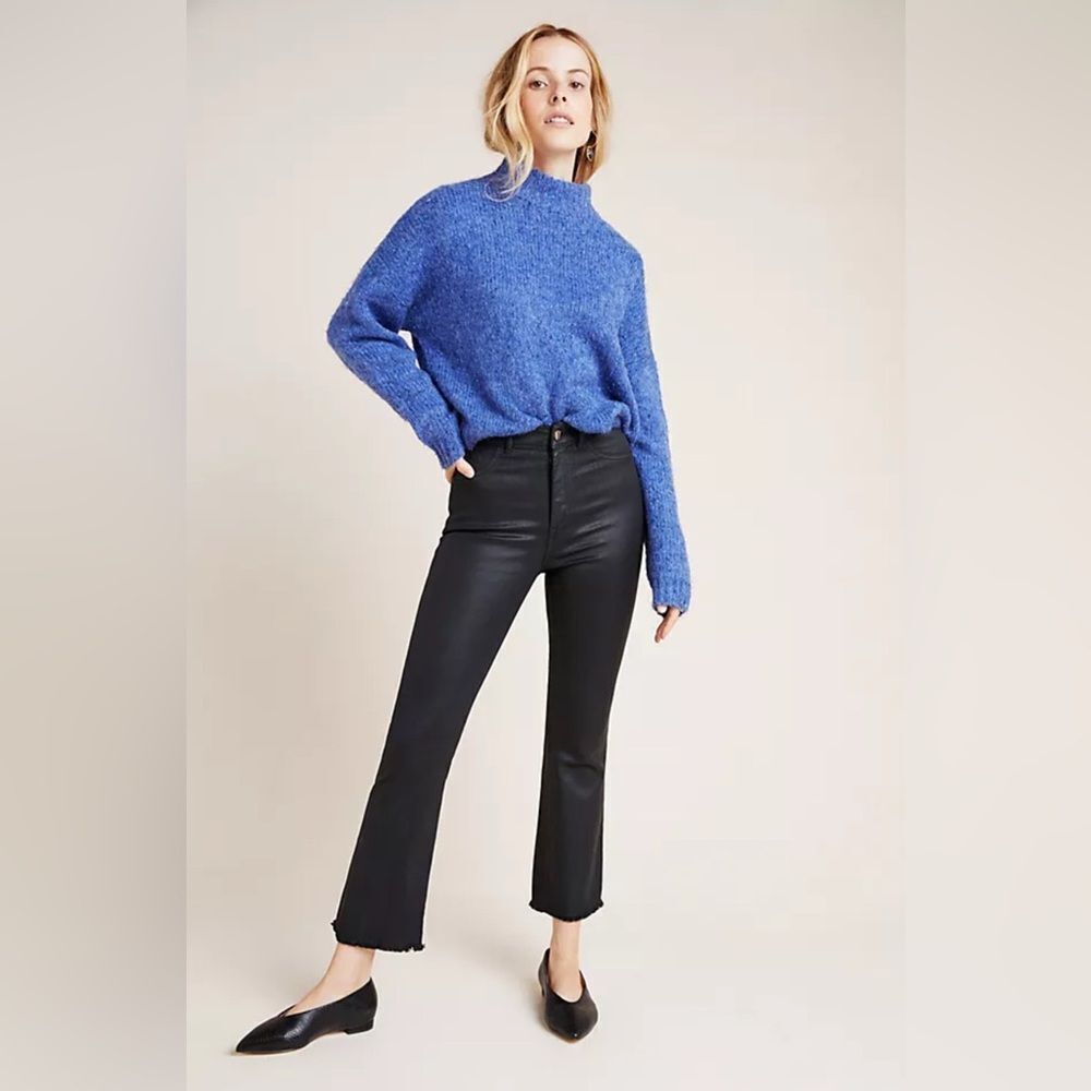 DL1961 Marianna Hewitt Coated Instasculpt‎ Bridget Cropped Pants Black Size 20W